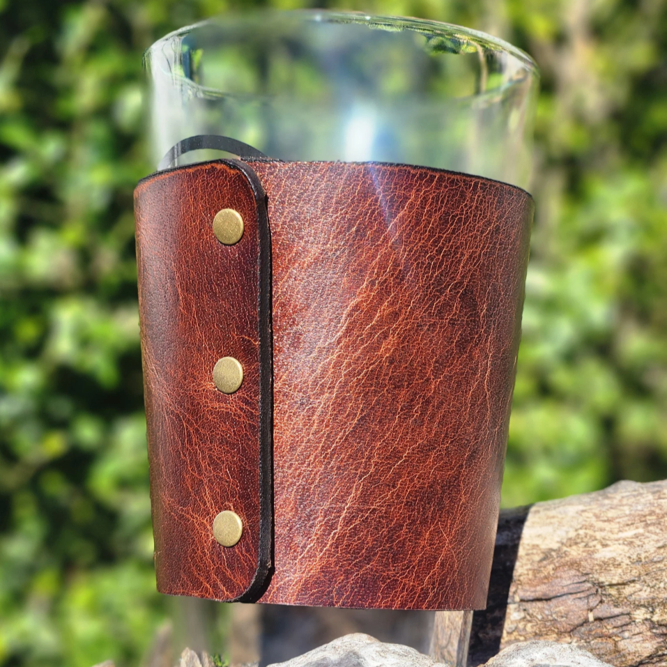 The Breweries are calling leather Pint Glass Sleeve