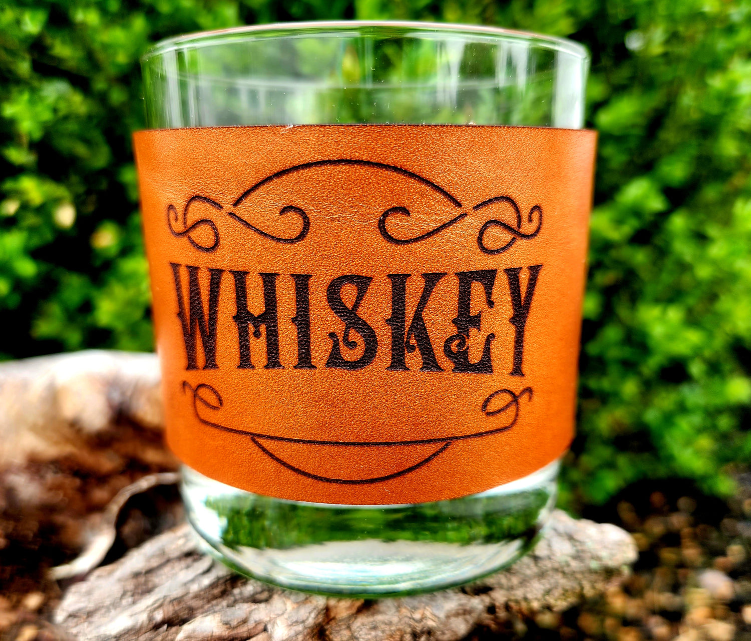Whiskey & Rocks Leather wrap & Glass set