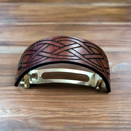 Leather Ponytail holder - Celtic knot ponytail barrette