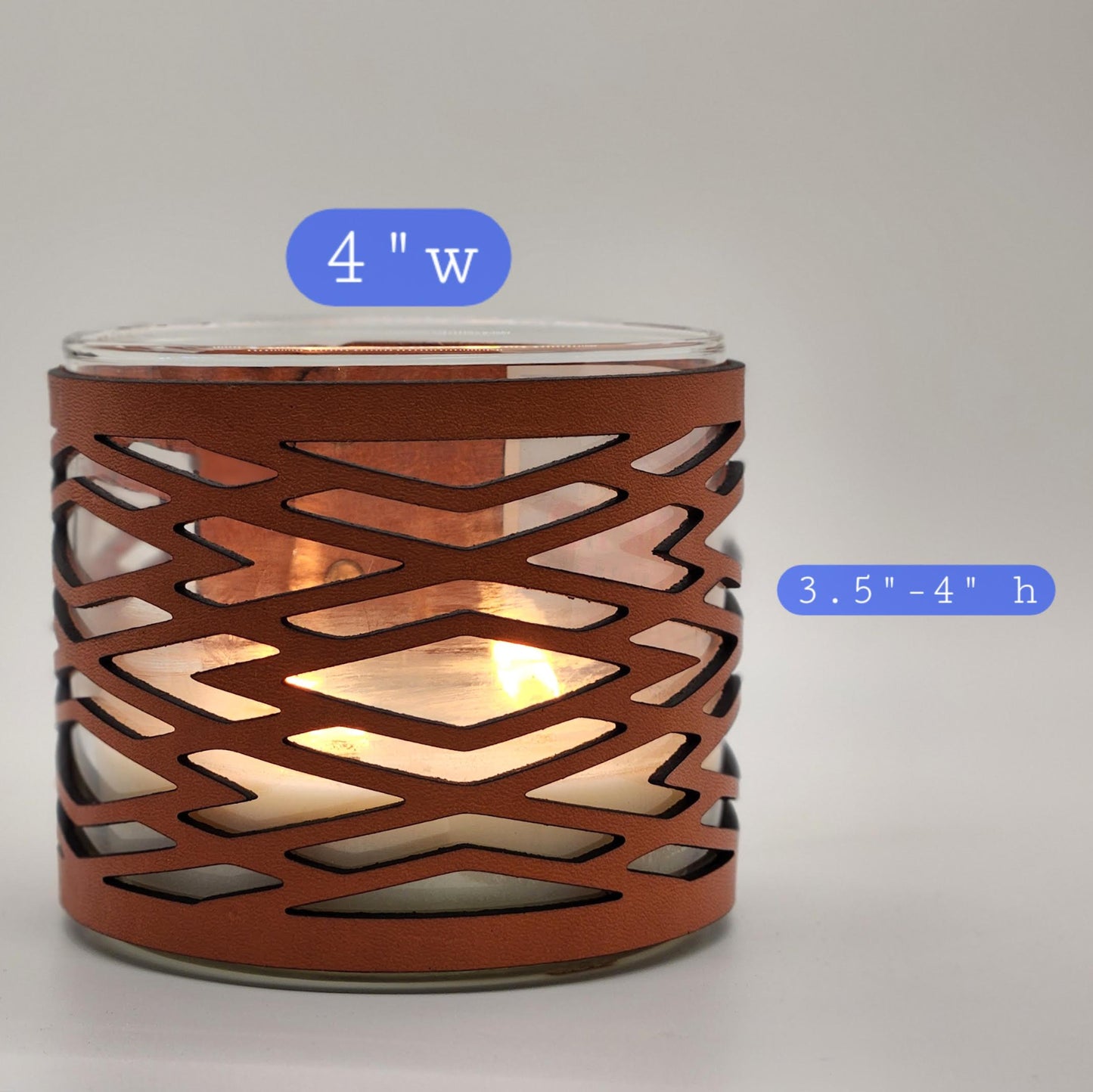 Diamond Shapes Leather Candle Wrap for B & BW 14-14.5OZ 3 wick candle