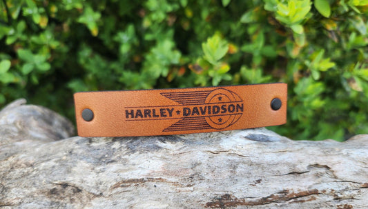 Harley design leather barrette