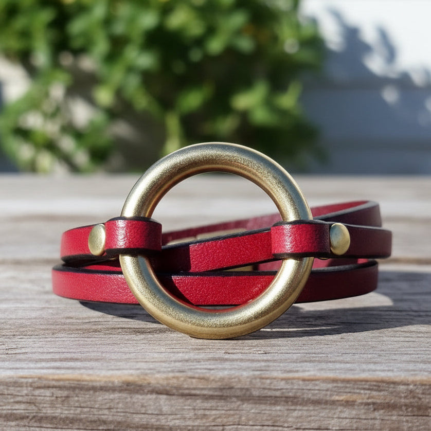 Ring Leather Wrap Bracelet - vintage ring bracelet