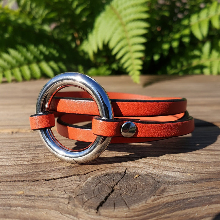 Ring Leather Wrap Bracelet - vintage ring bracelet