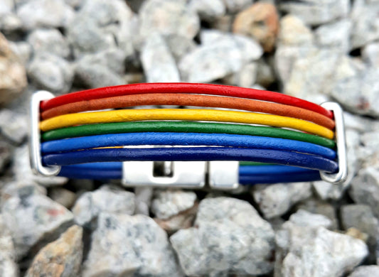 Rainbow Pride Leather Bracelet