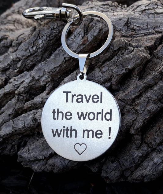 Round key chain back engraving