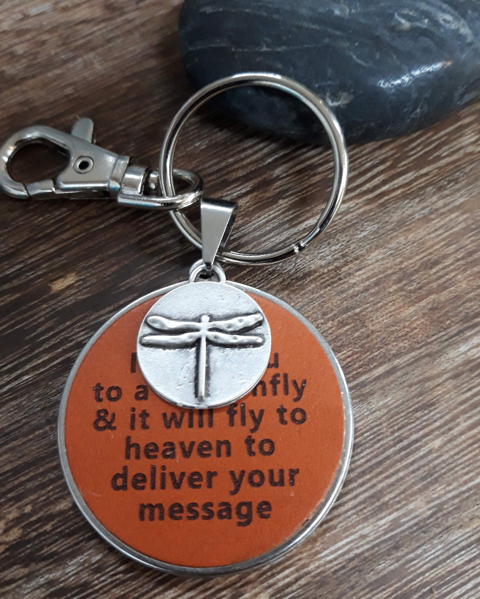 Dragon Fly Inspirational verse Key ring