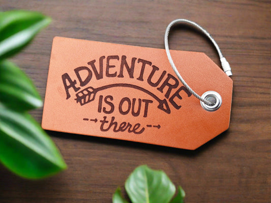 Adventure is out there Leather luggage tags