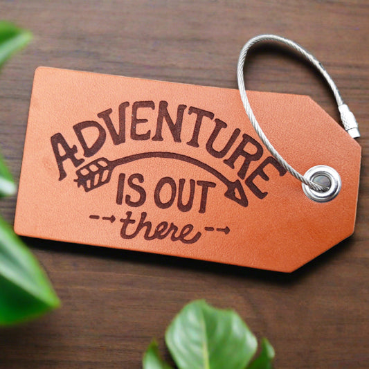 Adventure is out there Leather luggage tags