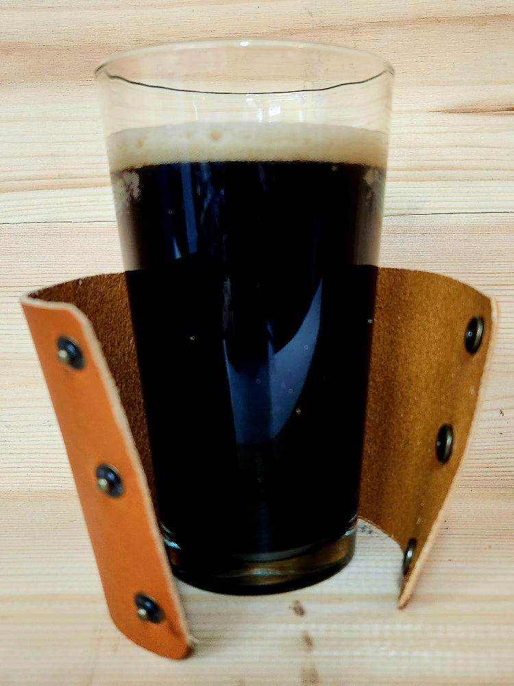 The Breweries are calling leather Pint Glass Sleeve