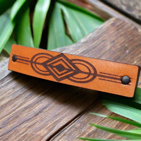 Art Deco Leather barrette - French Barrette