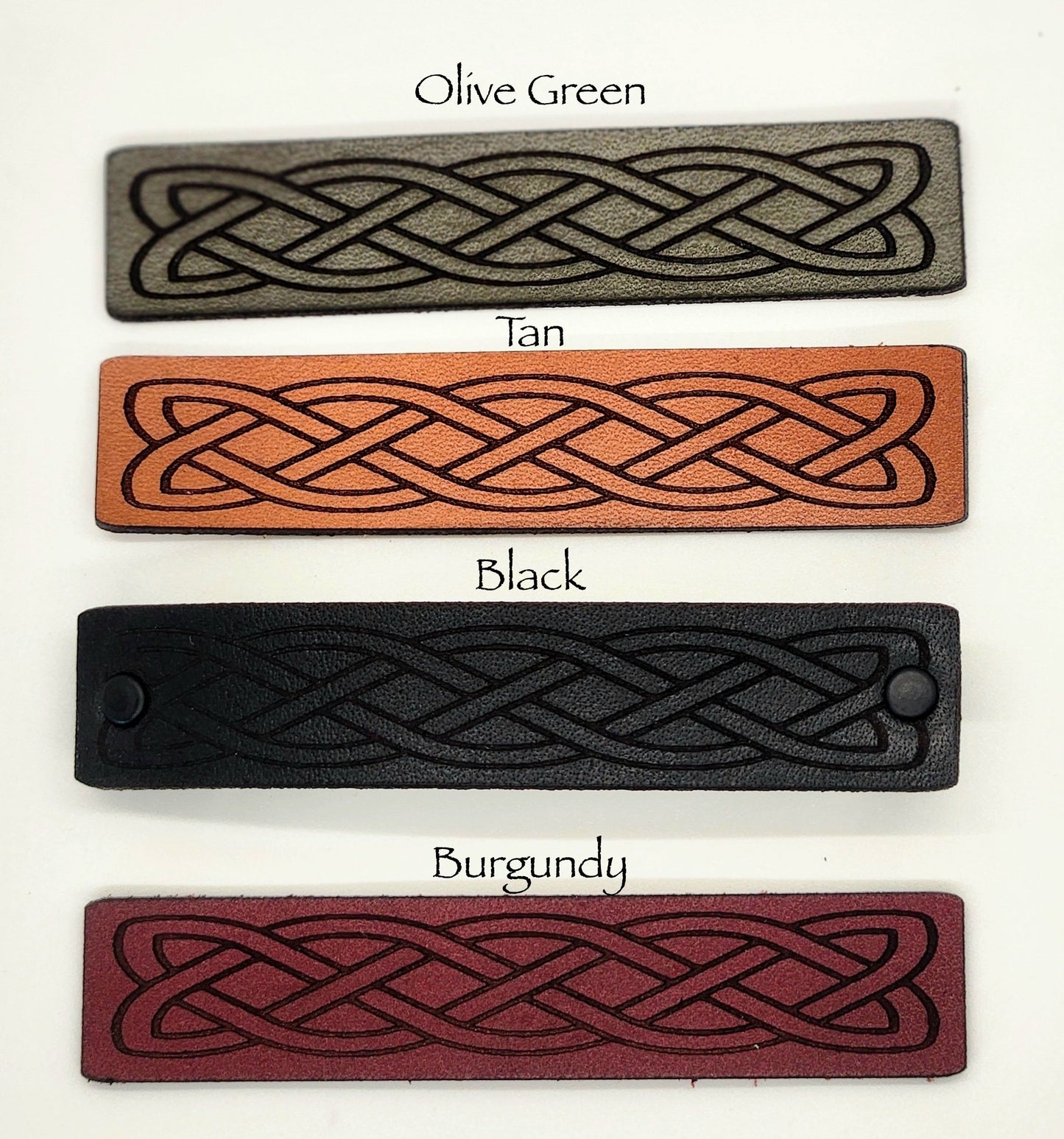 Dragonfly design leather barrette - engraved barrette