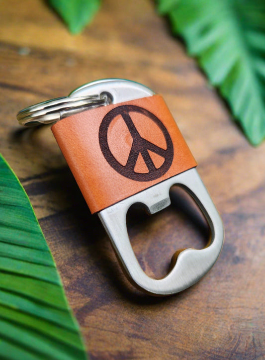 Peace Sign Bottle opener key ring
