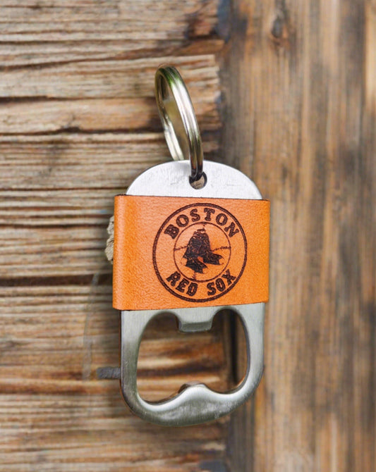 Baseball fan bottle opener red sox key ring