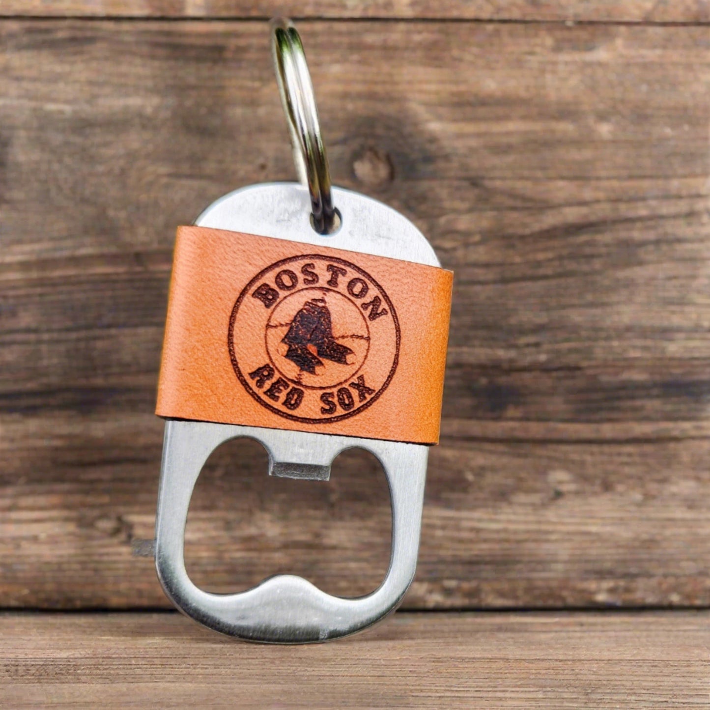 Baseball fan bottle opener red sox key ring