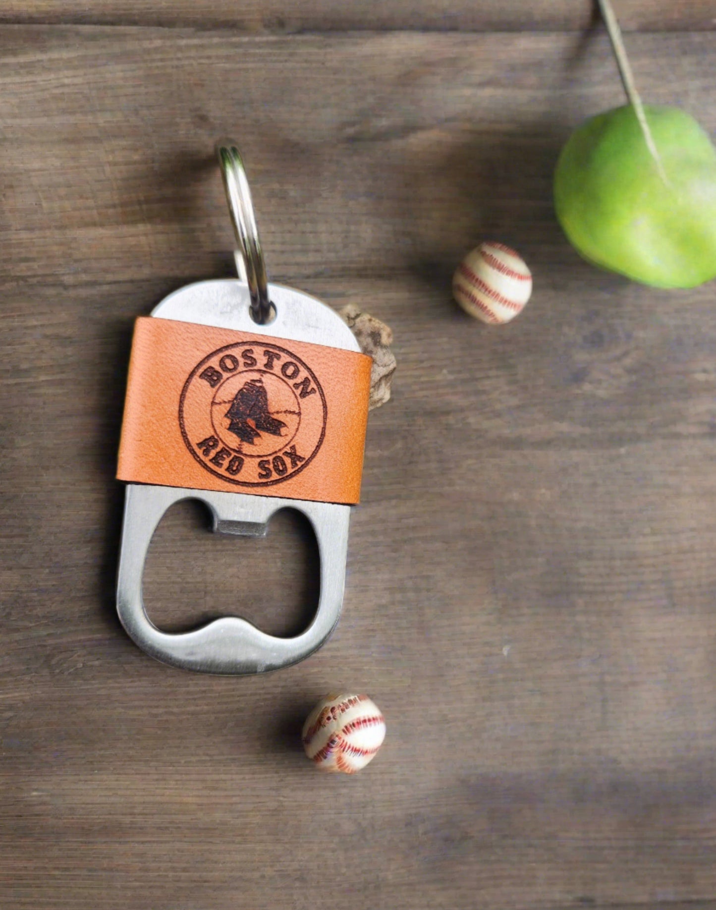 Baseball fan bottle opener red sox key ring