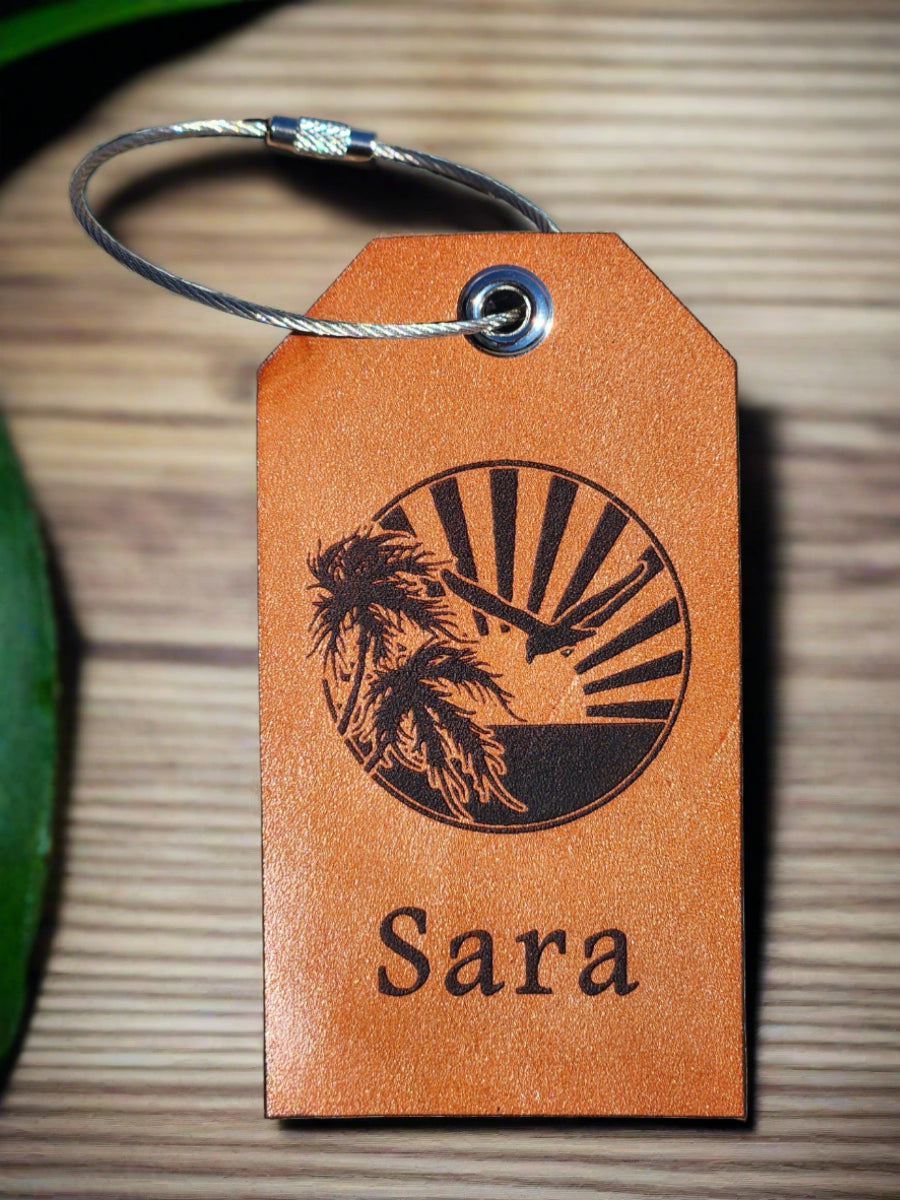 Custom Feelin' Tropical Leather luggage tag