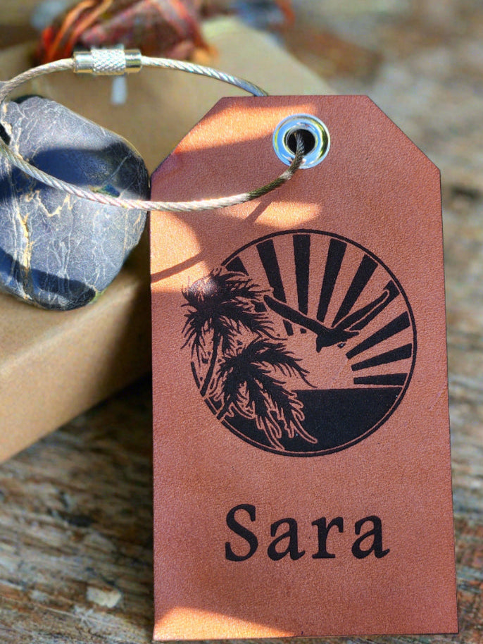 Custom Feelin' Tropical Leather luggage tag