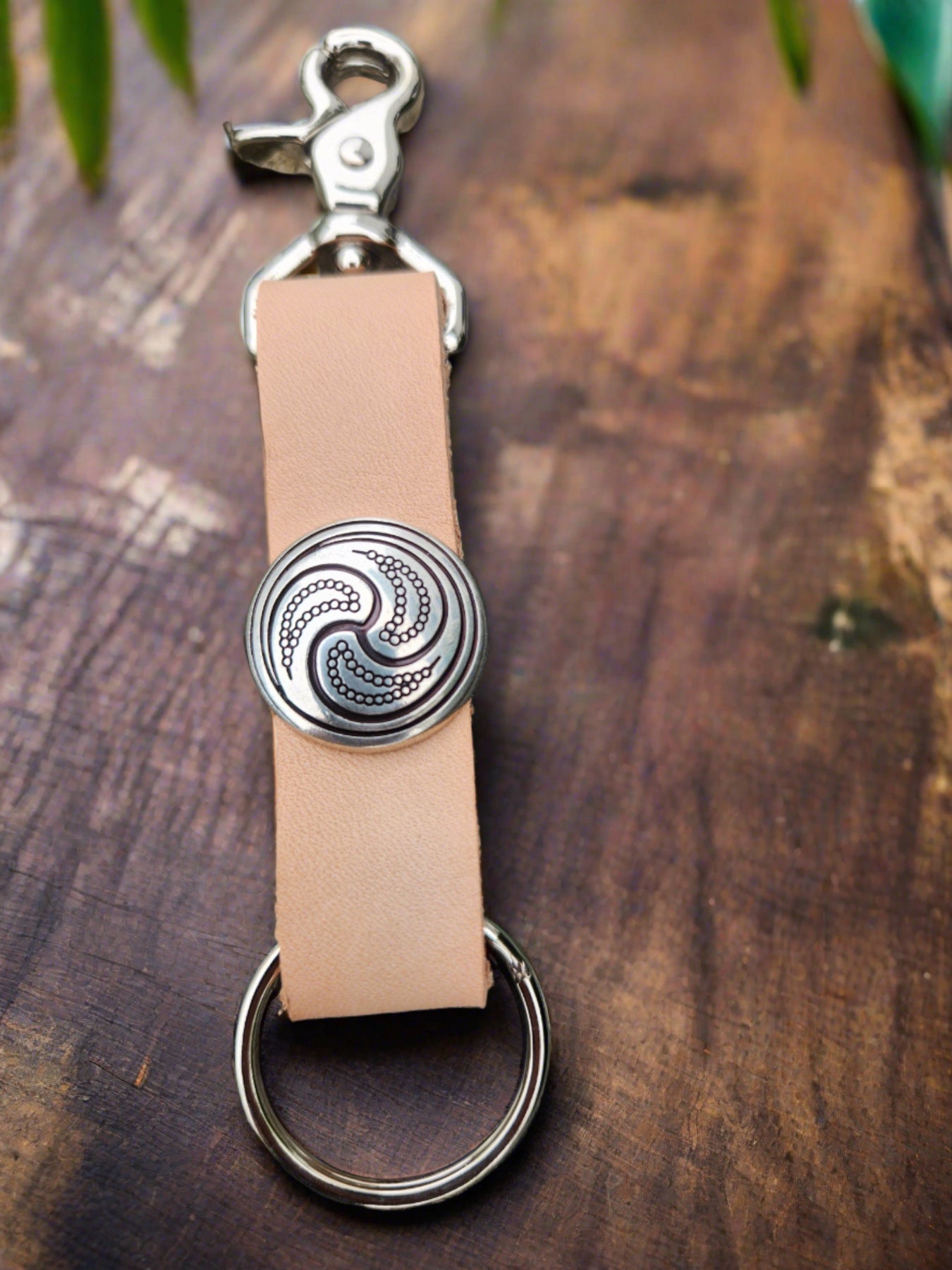 Celtic concho  Leather Key ring
