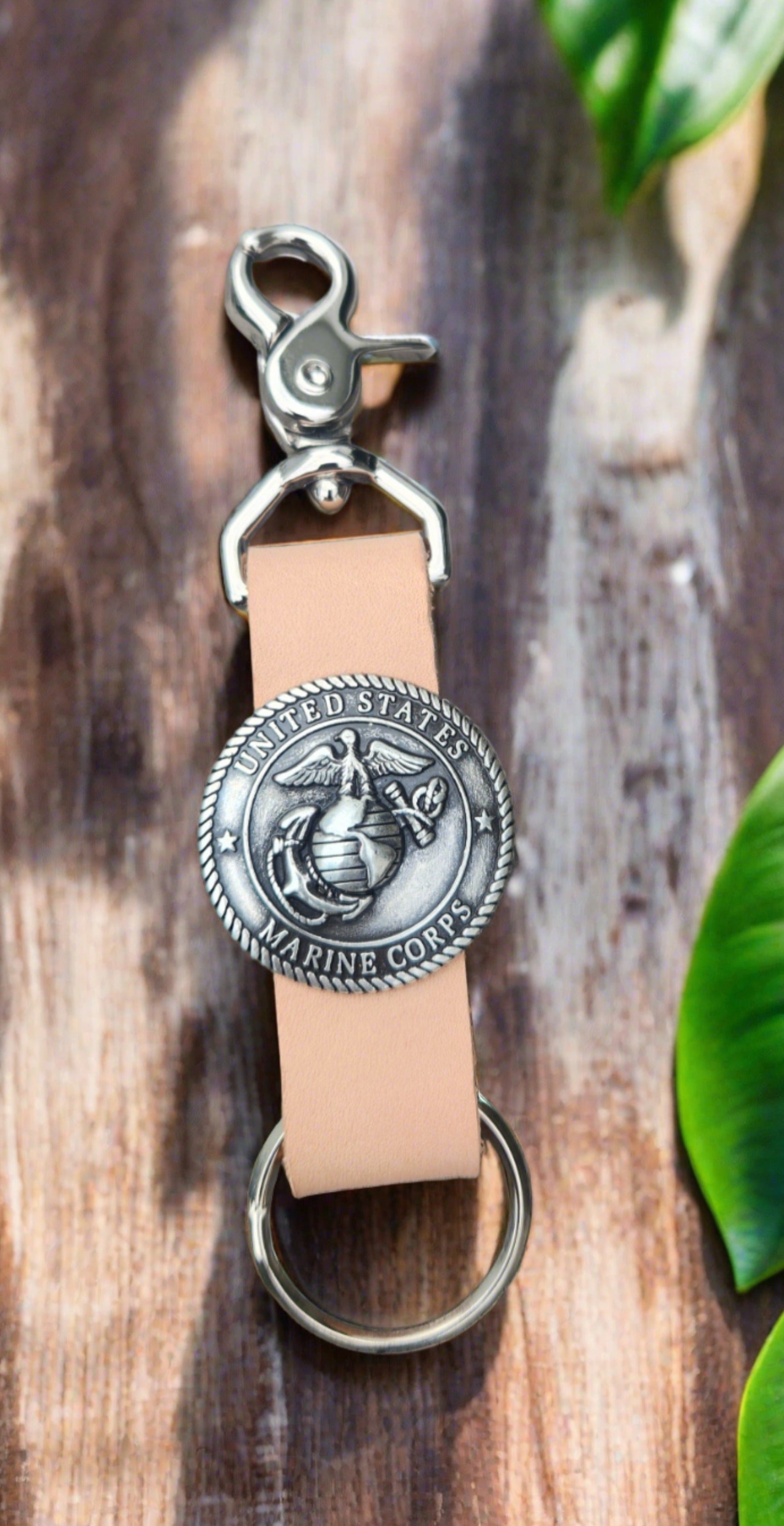 USMC Leather Key chain with Swivel hook - Marine keyring gift – Bella ...