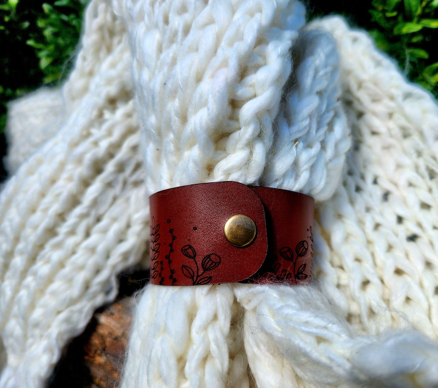 Personalized Leather Scarf Cuff  name or initials