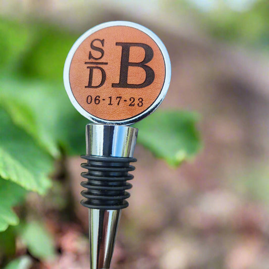 Anniversary wine bottle stopper personalized Initials