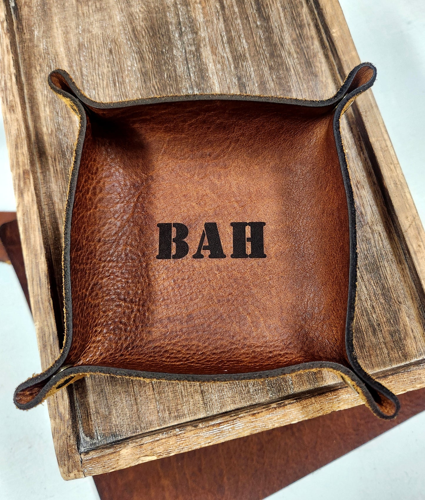Personalized Leather catchall Tray - Personalized Valet tray
