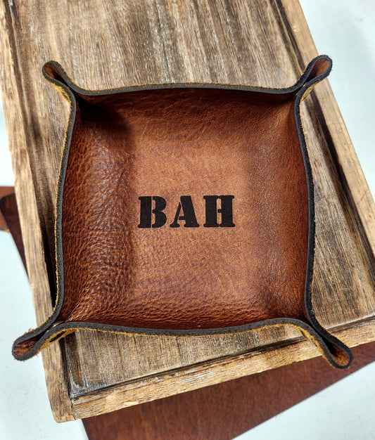 Personalized Leather catchall Tray - Personalized Valet tray