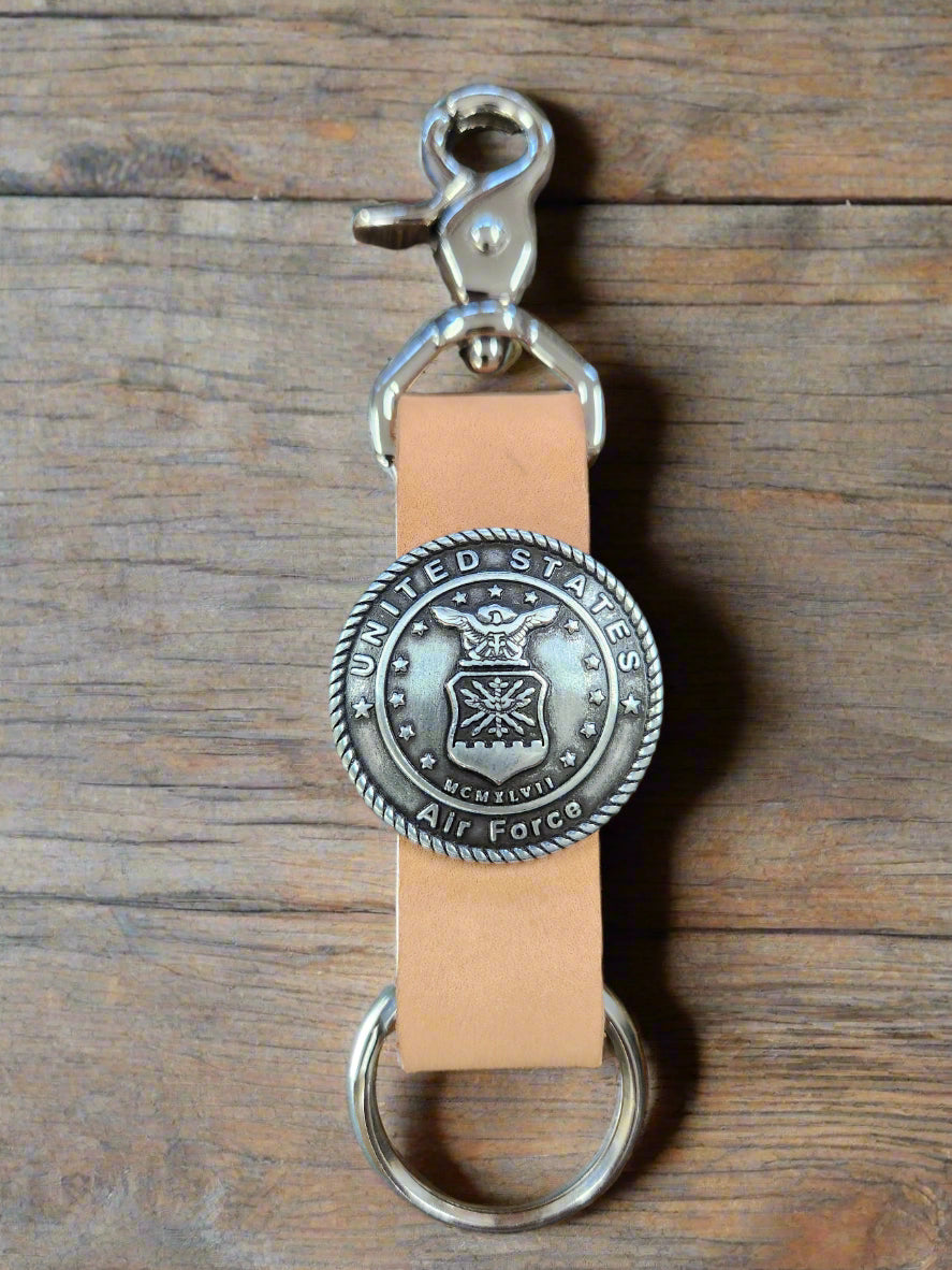 US AIR FORCE Leather Key chain with Swivel hook - Air Force keyring gift
