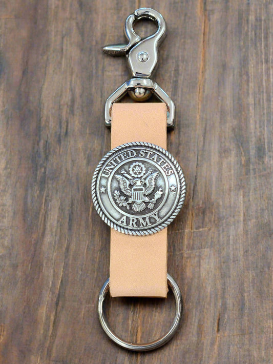 US ARMY Leather Key chain with Swivel hook - ARMY keyring gift
