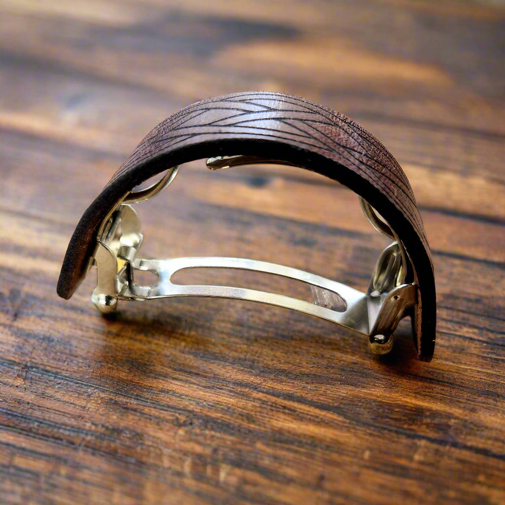 Leather Ponytail holder - Celtic knot ponytail barrette