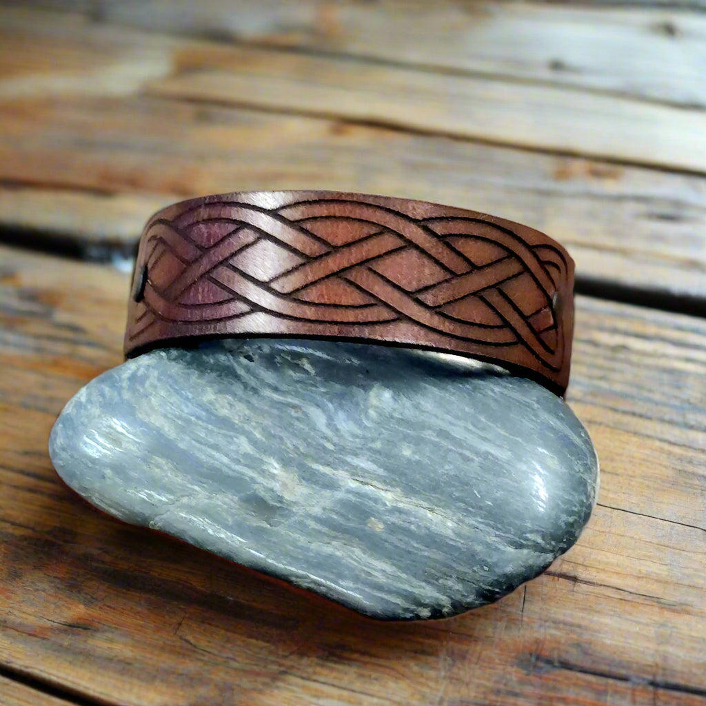 Leather Ponytail holder - Celtic knot ponytail barrette
