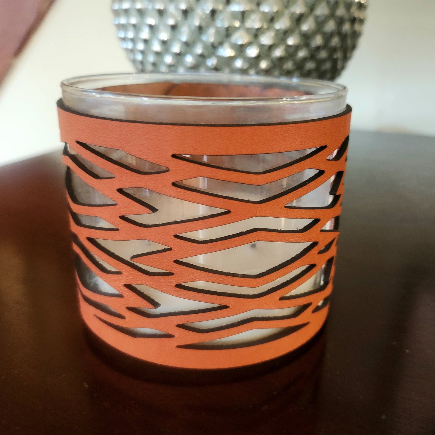Diamond Shapes Leather Candle Wrap for B & BW 14-14.5OZ 3 wick candle