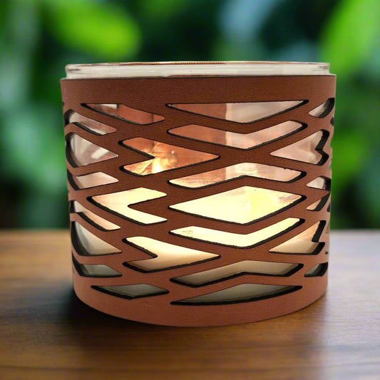 Diamond Shapes Leather Candle Wrap for B & BW 14-14.5OZ 3 wick candle