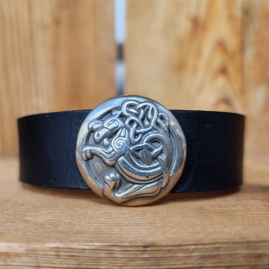 Kell Dragon Celtic Leather Bracelet - Bison or cowhide leather cuff