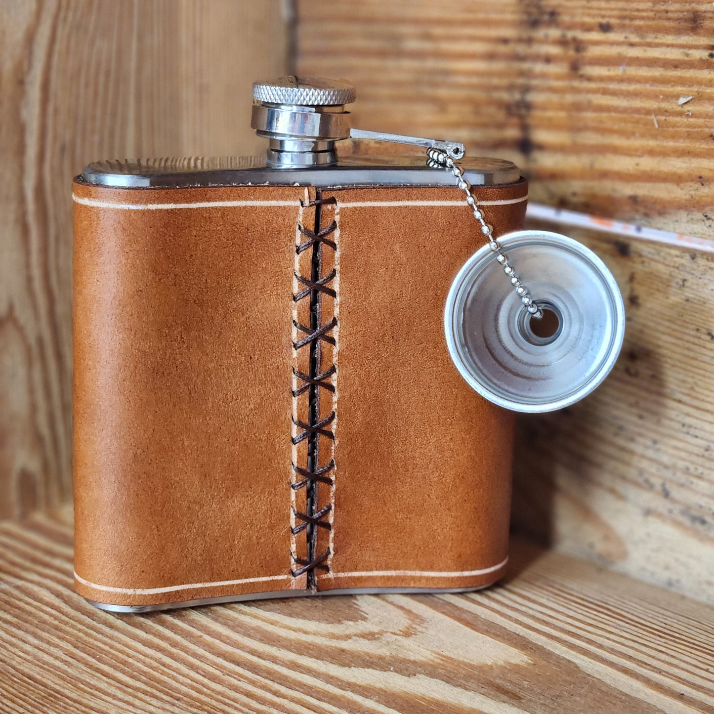 Leather Flask - USA flag flask Gift