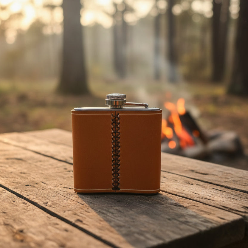 Leather Flask - USA flag flask Gift