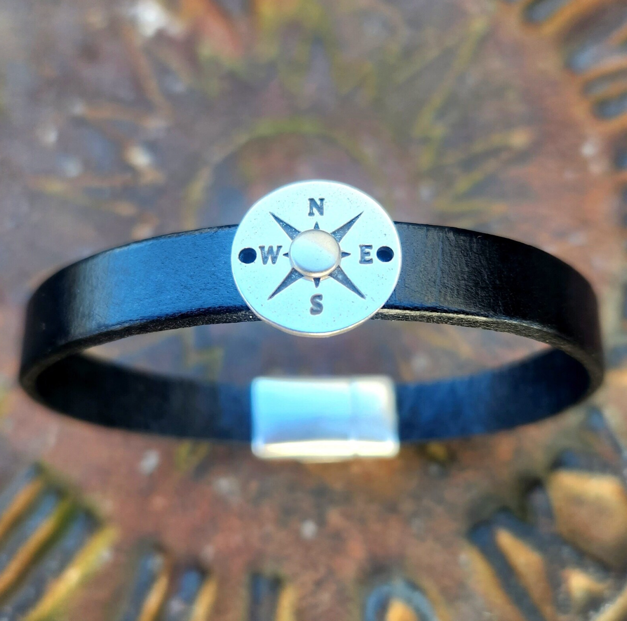 Compass Leather bracelet