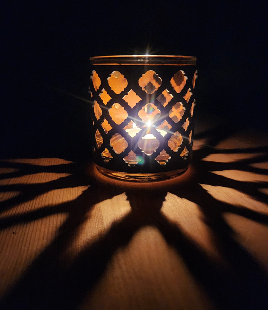 Moroccan Tile Leather Candle & Glass holder set