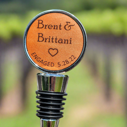 Personalized Engagement wine bottle stopper - gift for couple