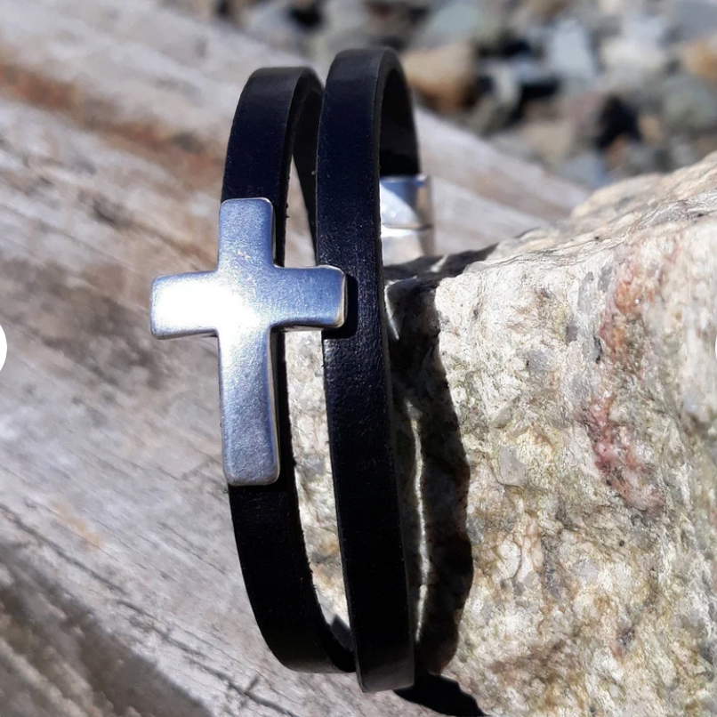 Small Cross Leather Double wrap bracelet