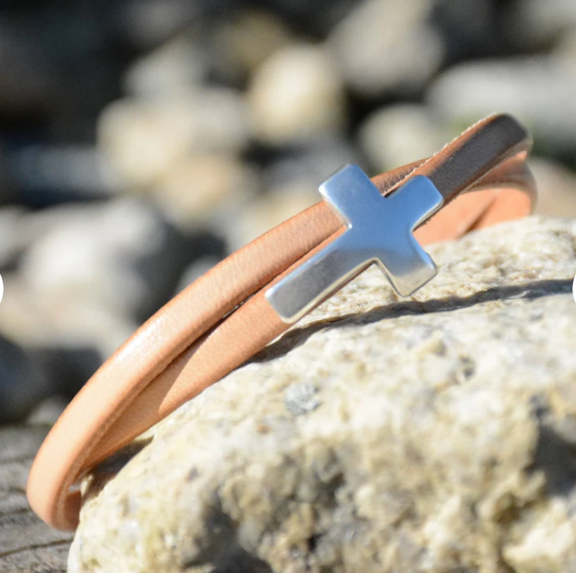 Small Cross Leather Double wrap bracelet