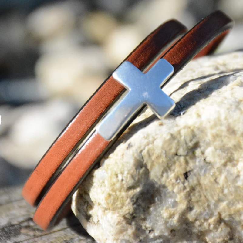 Small Cross Leather Double wrap bracelet