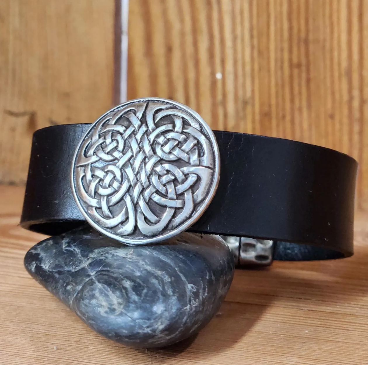 Celtic Knot Leather Bracelet - Bison or cowhide leather cuff