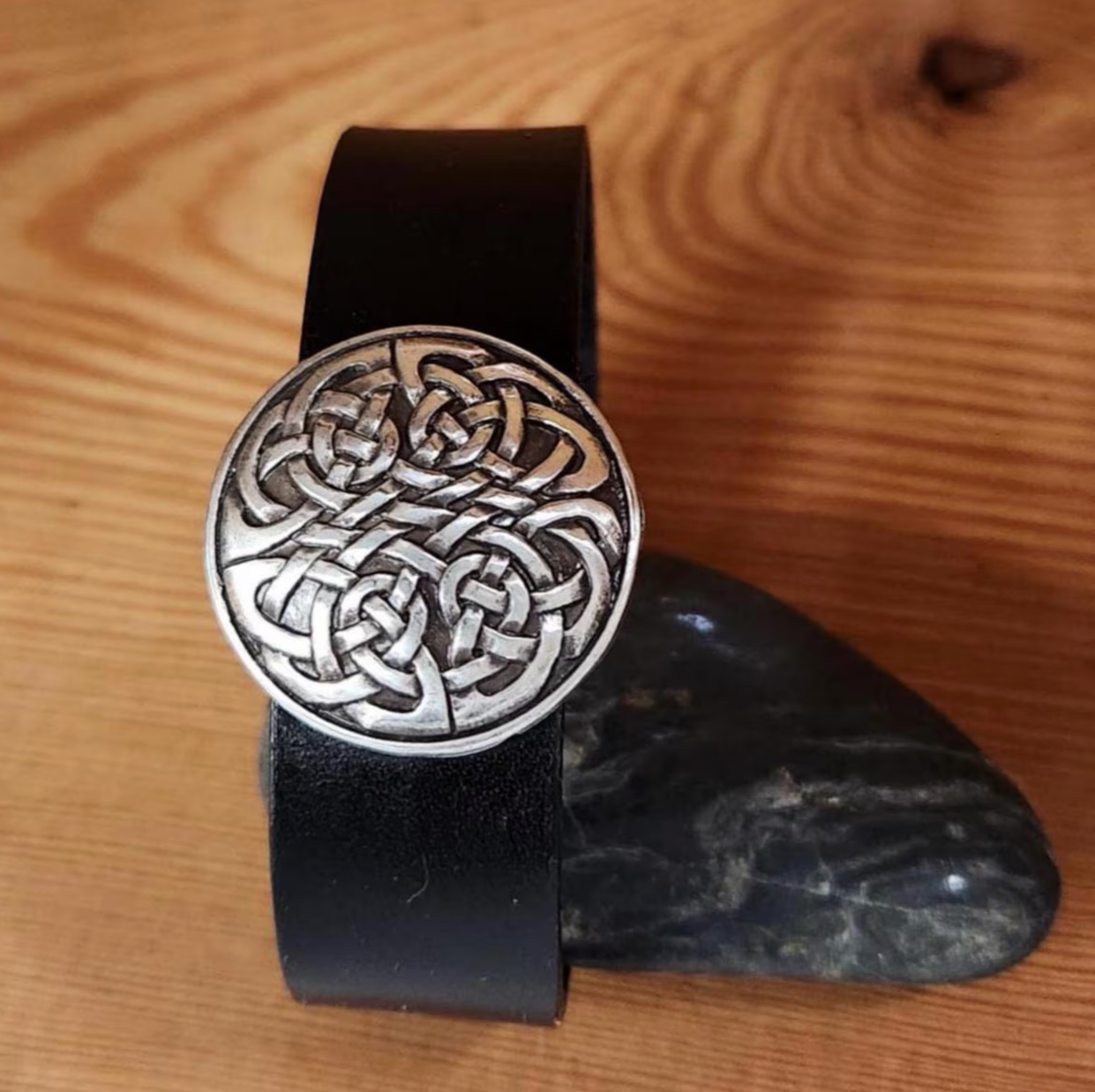 Celtic Knot Leather Bracelet - Bison or cowhide leather cuff