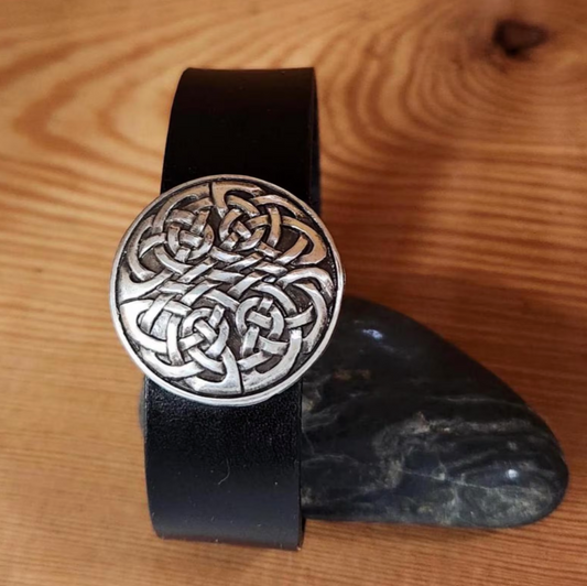 Celtic Knot Leather Bracelet - Bison or cowhide leather cuff